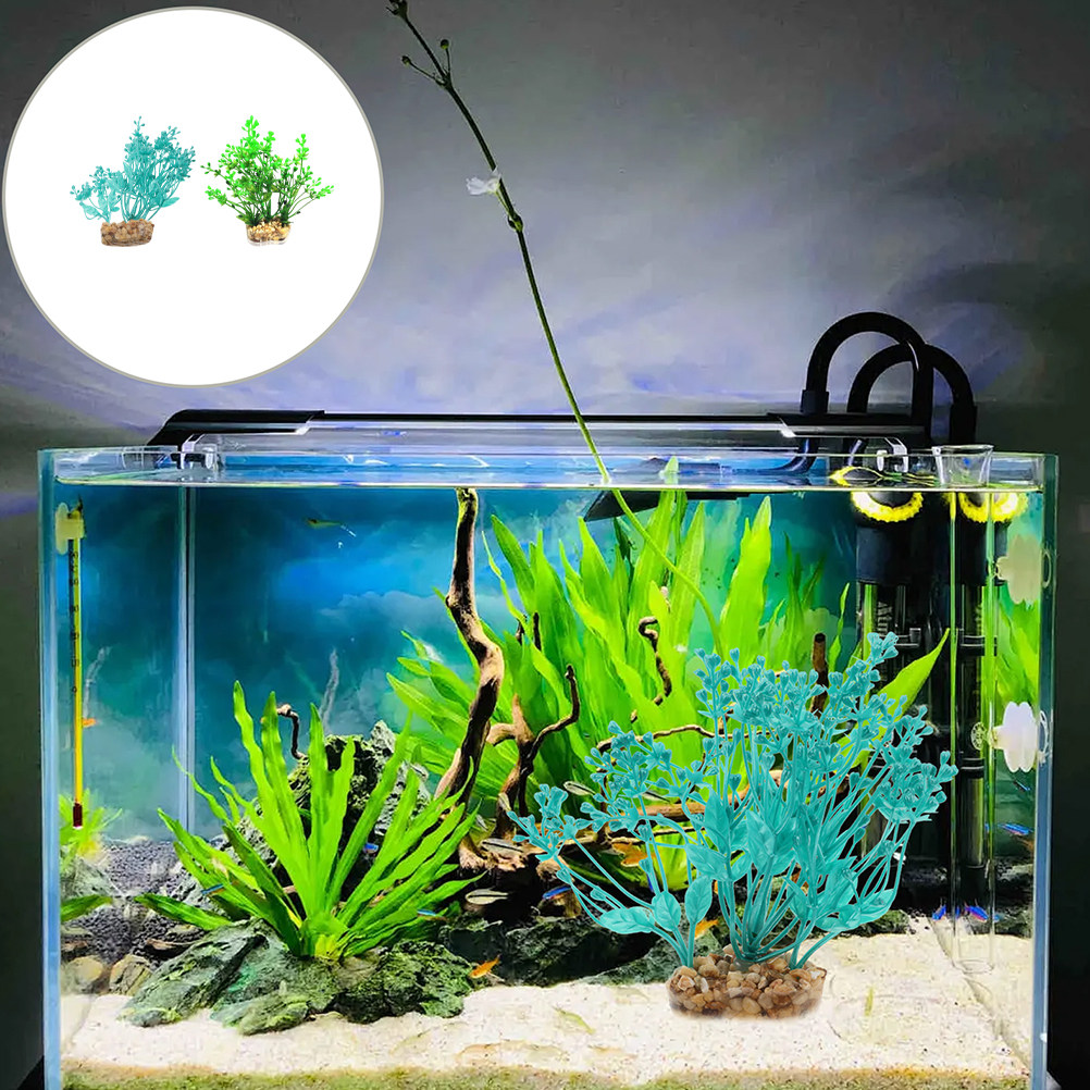Aquarium Fish Low Maintenance - 2Pcs Realistic Plastic Aquarium Grass Artificial