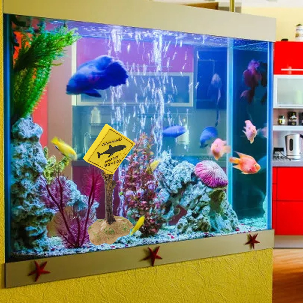 Resin Shark Warning Board Orna - огляд і ціна Aquarium Fish Yellow